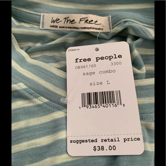 Free People Striped Top NWT Size Large - Picture 4 of 4